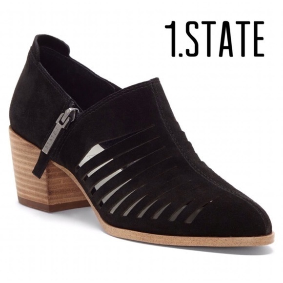 NEW 1.State Black Suede Ankle Bootie Sz 8.5 - Picture 1 of 5